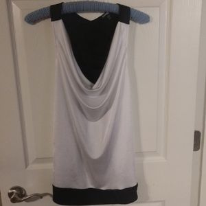 white and black cowl neck racerback blousy tank